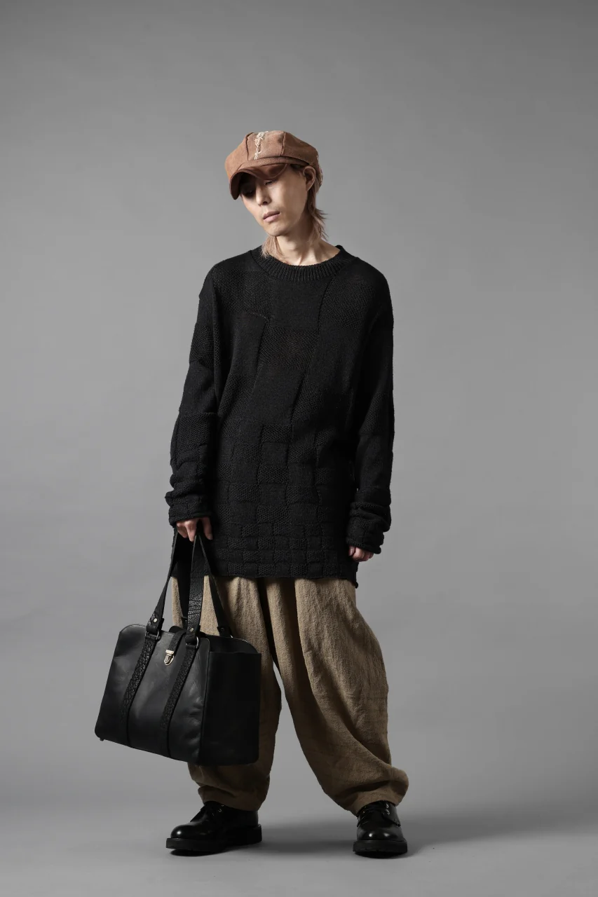 YUTA MATSUOKA gradient square pattern knit sweater / Japanese paper & silk knit (black) - Image 14