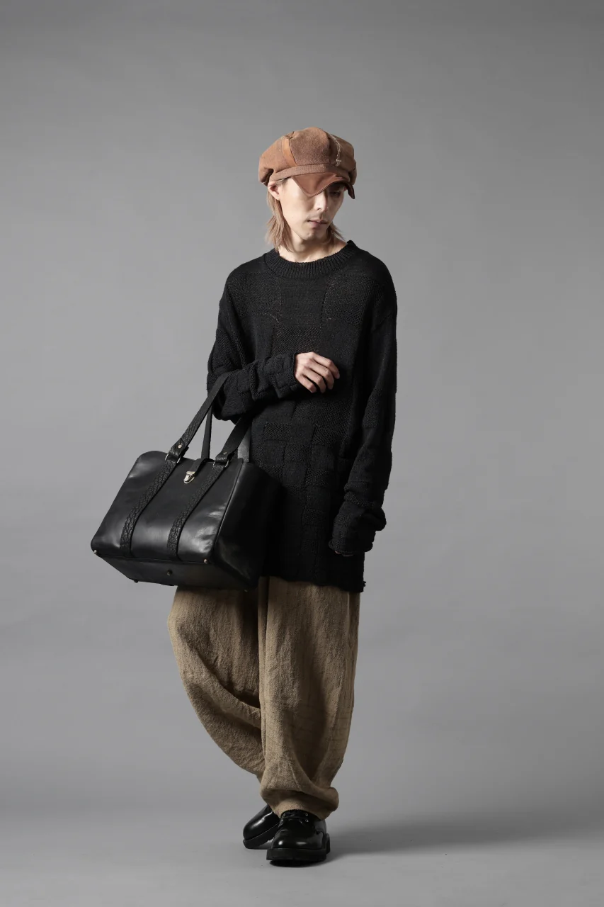 YUTA MATSUOKA gradient square pattern knit sweater / Japanese paper & silk knit (black) - Image 16