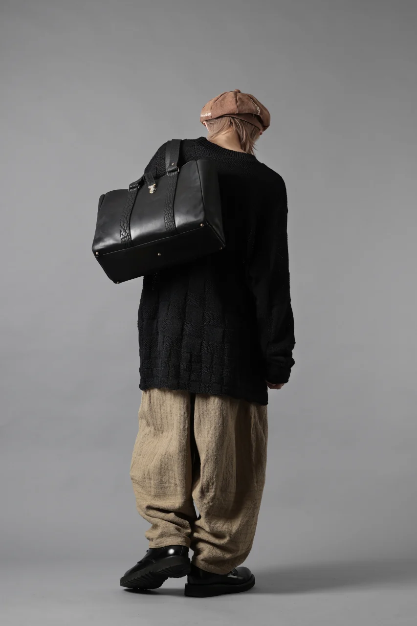 YUTA MATSUOKA gradient square pattern knit sweater / Japanese paper & silk knit (black) - Image 18