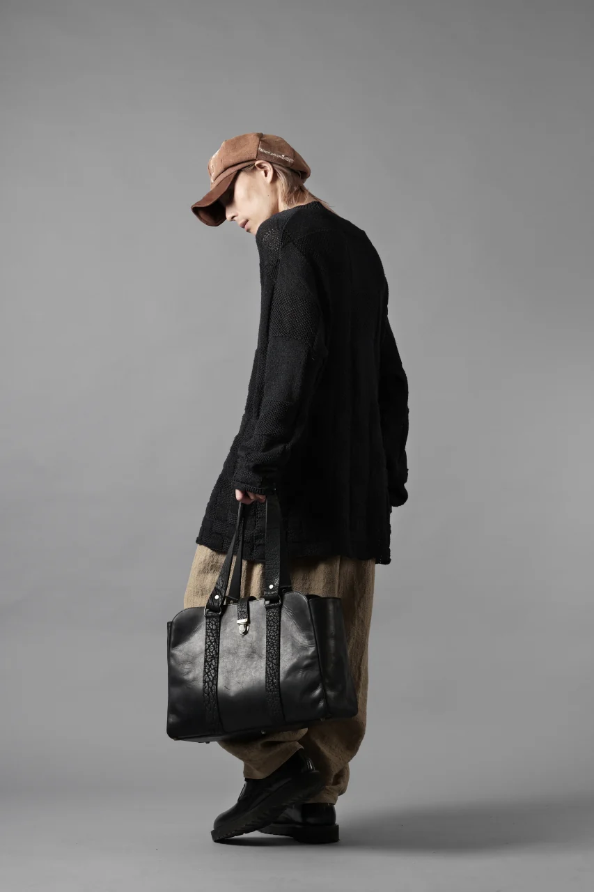 YUTA MATSUOKA gradient square pattern knit sweater / Japanese paper & silk knit (black) - Image 19