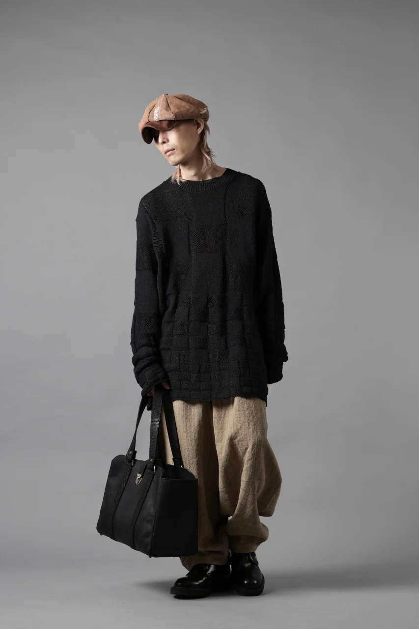 YUTA MATSUOKA gradient square pattern knit sweater / Japanese paper & silk knit (black) - Image 21
