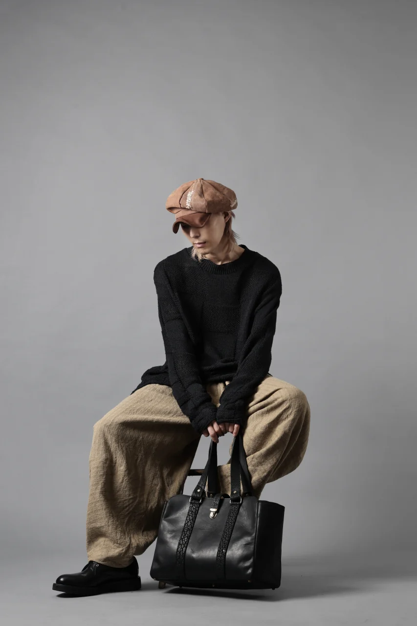 YUTA MATSUOKA gradient square pattern knit sweater / Japanese paper & silk knit (black) - Image 23