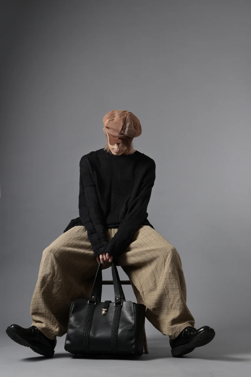 YUTA MATSUOKA gradient square pattern knit sweater / Japanese paper & silk knit (black) - Image 24