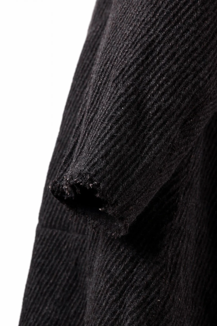 YUTA MATSUOKA hoodie gown coat / wool linen kersey (dark brown) - Image 20