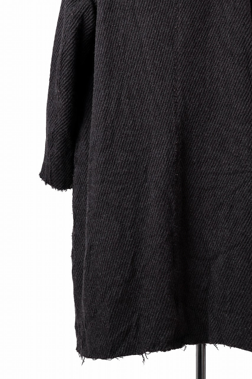 YUTA MATSUOKA hoodie gown coat / wool linen kersey (dark brown) - Image 22