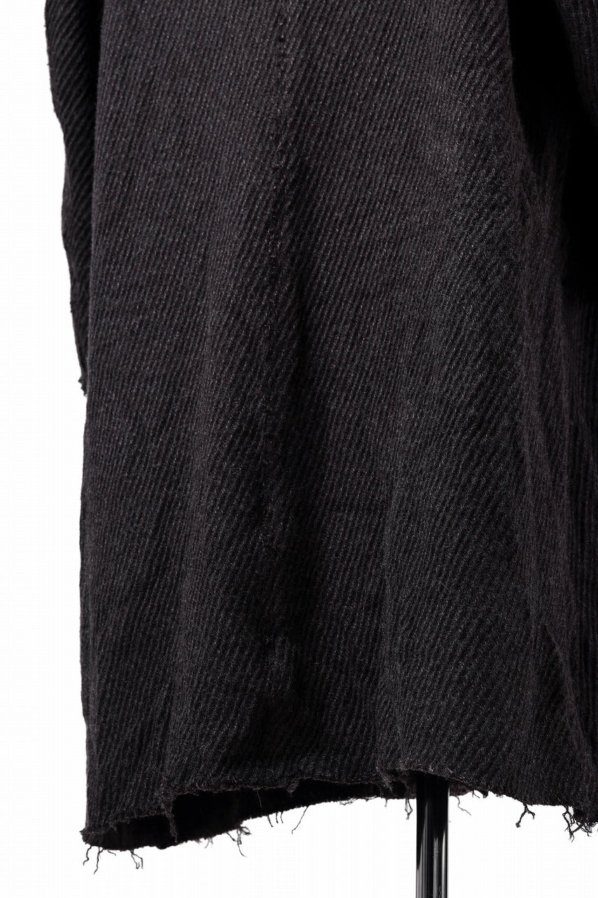 YUTA MATSUOKA hoodie gown coat / wool linen kersey (dark brown) - Image 24