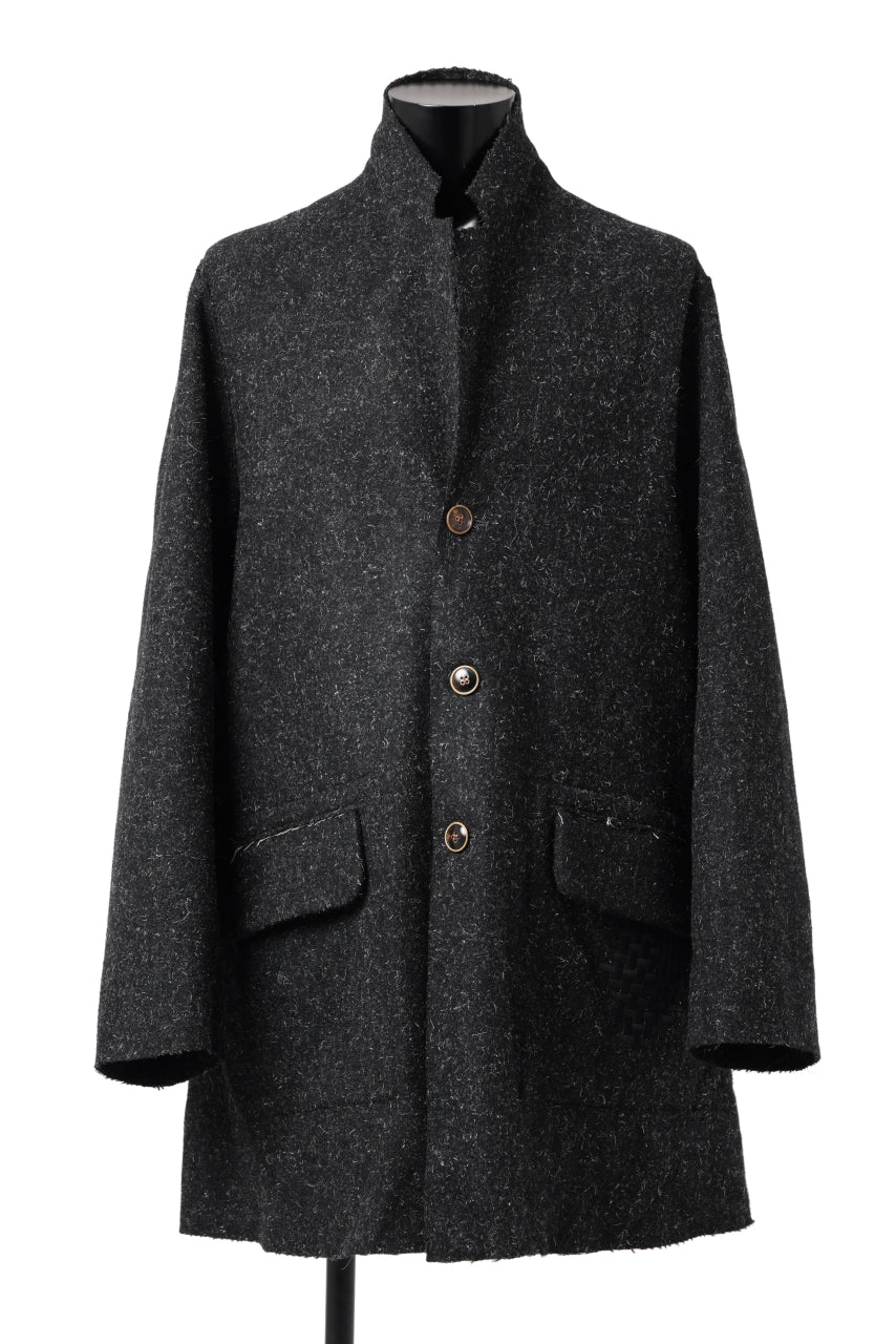 YUTA MATSUOKA jacket-coat / british wool melton including kempi (charcoal gray) - Image 2