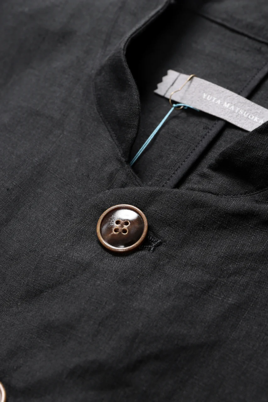 YUTA MATSUOKA long jacket / high density canvas linen (black) - Image 10