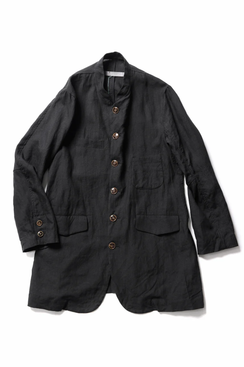 YUTA MATSUOKA long jacket / high density canvas linen (black) - Image 3
