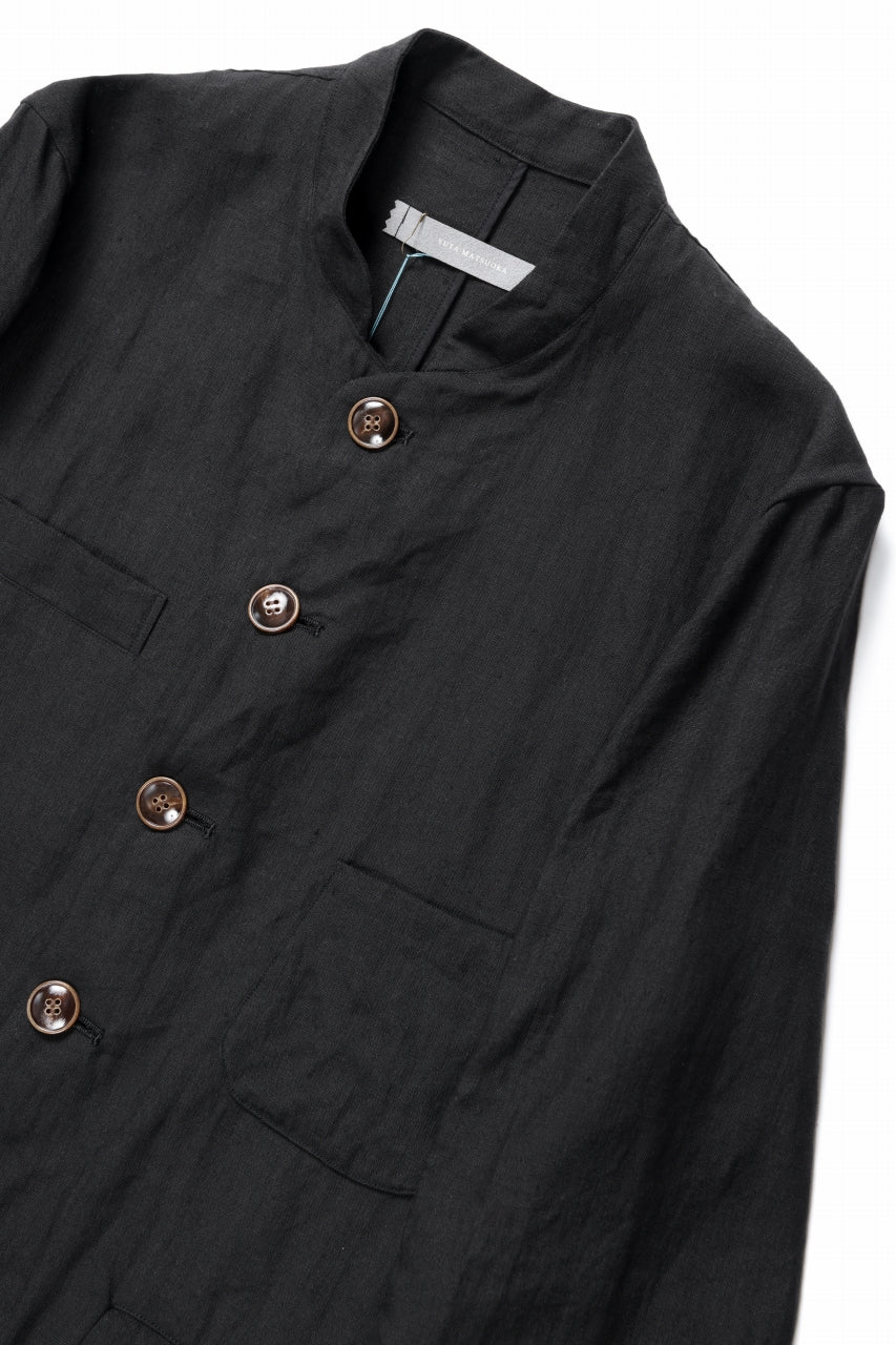 YUTA MATSUOKA long jacket / high density canvas linen (black) - Image 7