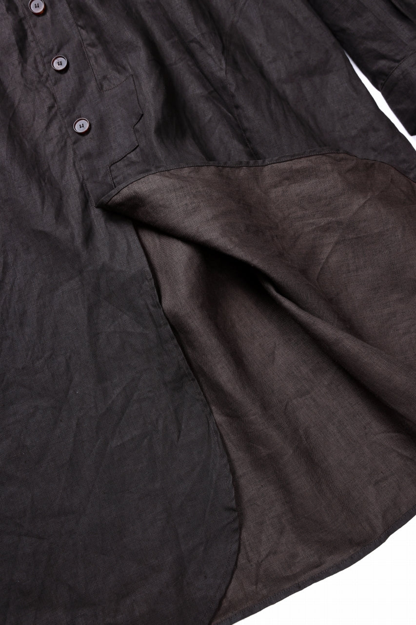 YUTA MATSUOKA long shirt / bengala ink coating linen (reddish brown) - Image 10