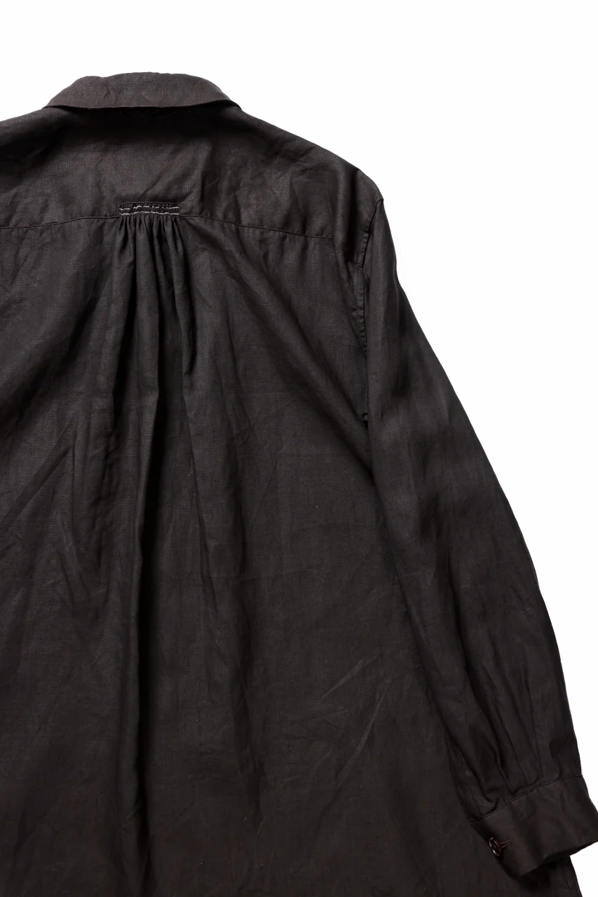 YUTA MATSUOKA long shirt / bengala ink coating linen (reddish brown) - Image 13