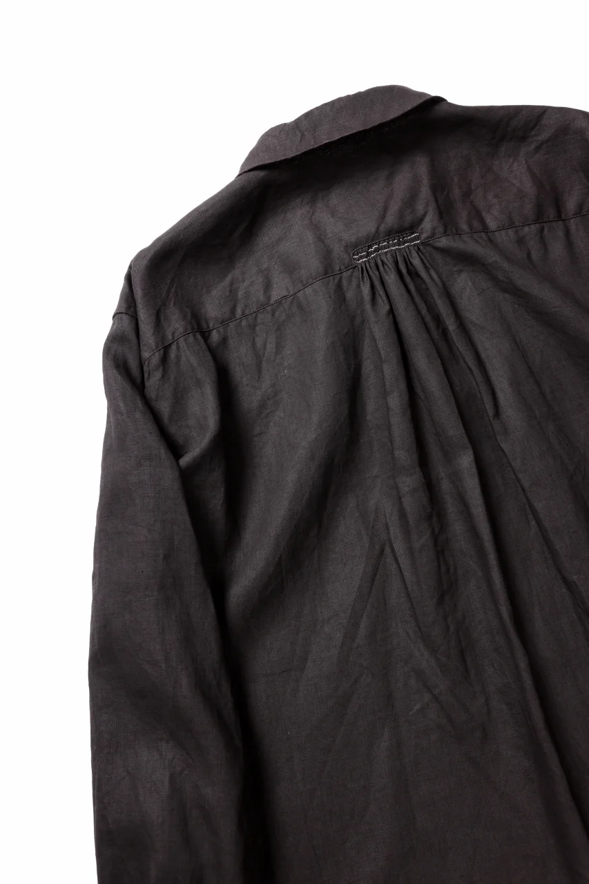 YUTA MATSUOKA long shirt / bengala ink coating linen (reddish brown) - Image 15