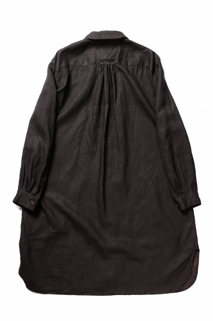 YUTA MATSUOKA long shirt / bengala ink coating linen (reddish brown) - Image 3