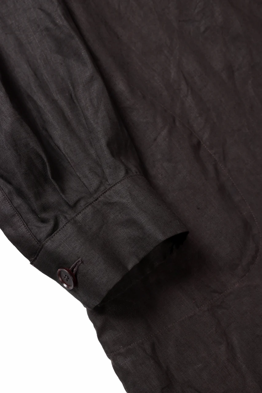 YUTA MATSUOKA long shirt / bengala ink coating linen (reddish brown) - Image 9