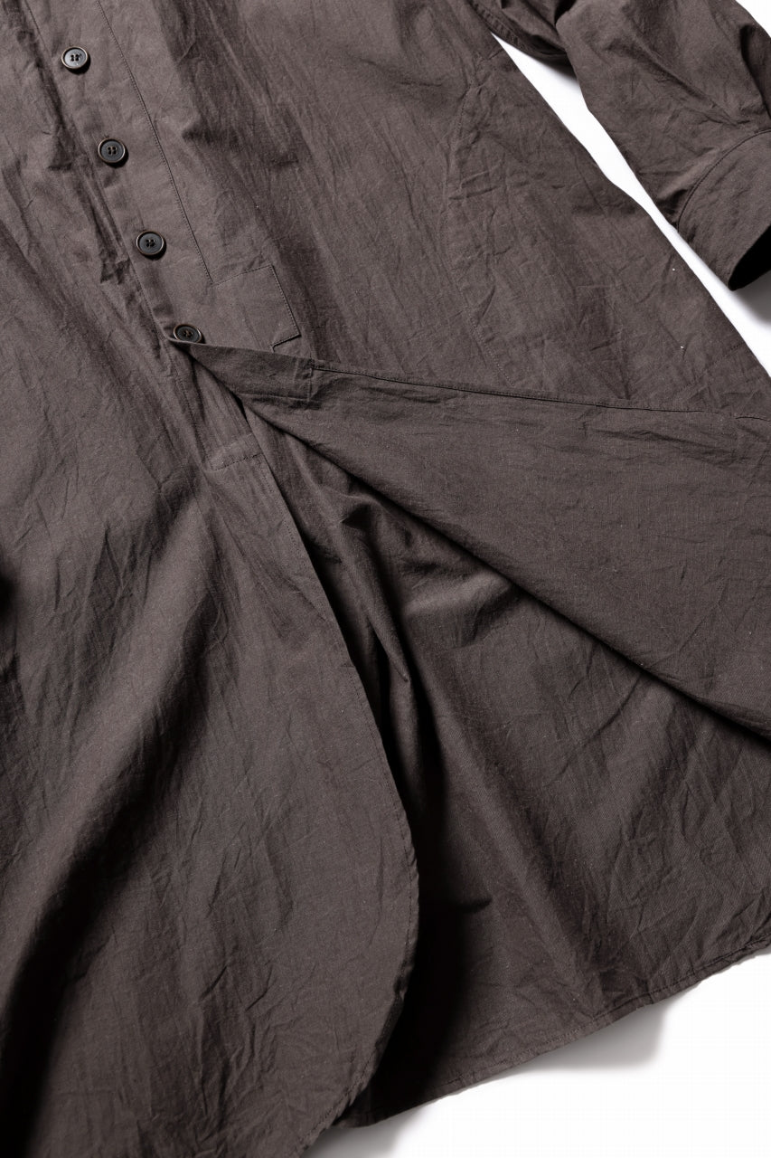 YUTA MATSUOKA long shirt / cotton ramie chambray  (light brown) - Image 11
