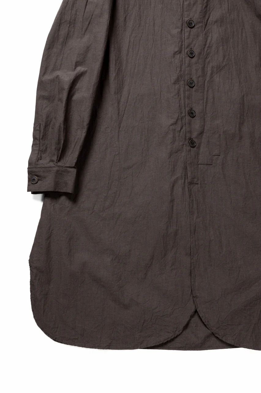 YUTA MATSUOKA long shirt / cotton ramie chambray  (light brown) - Image 8