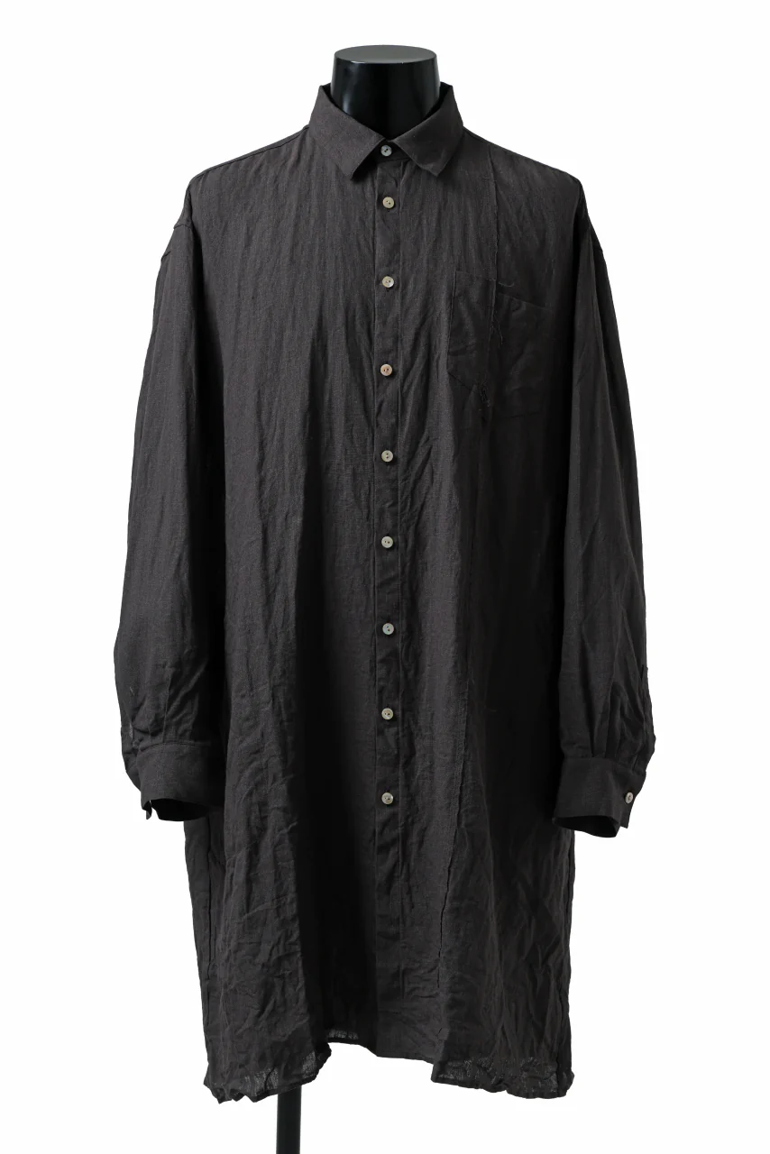 YUTA MATSUOKA long shirt / dead stock broad linen (brown)