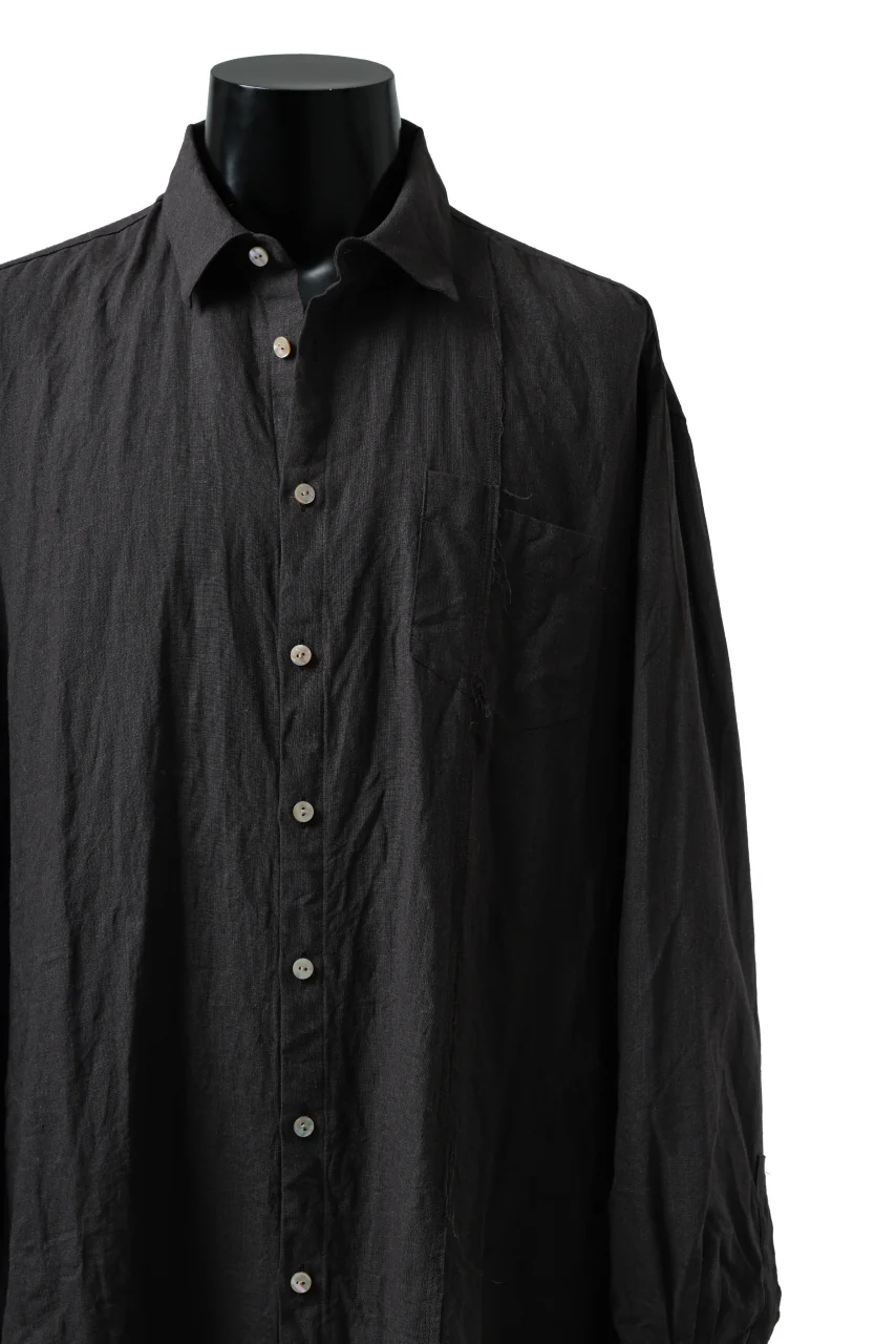 YUTA MATSUOKA long shirt / dead stock broad linen (brown) - Image 11