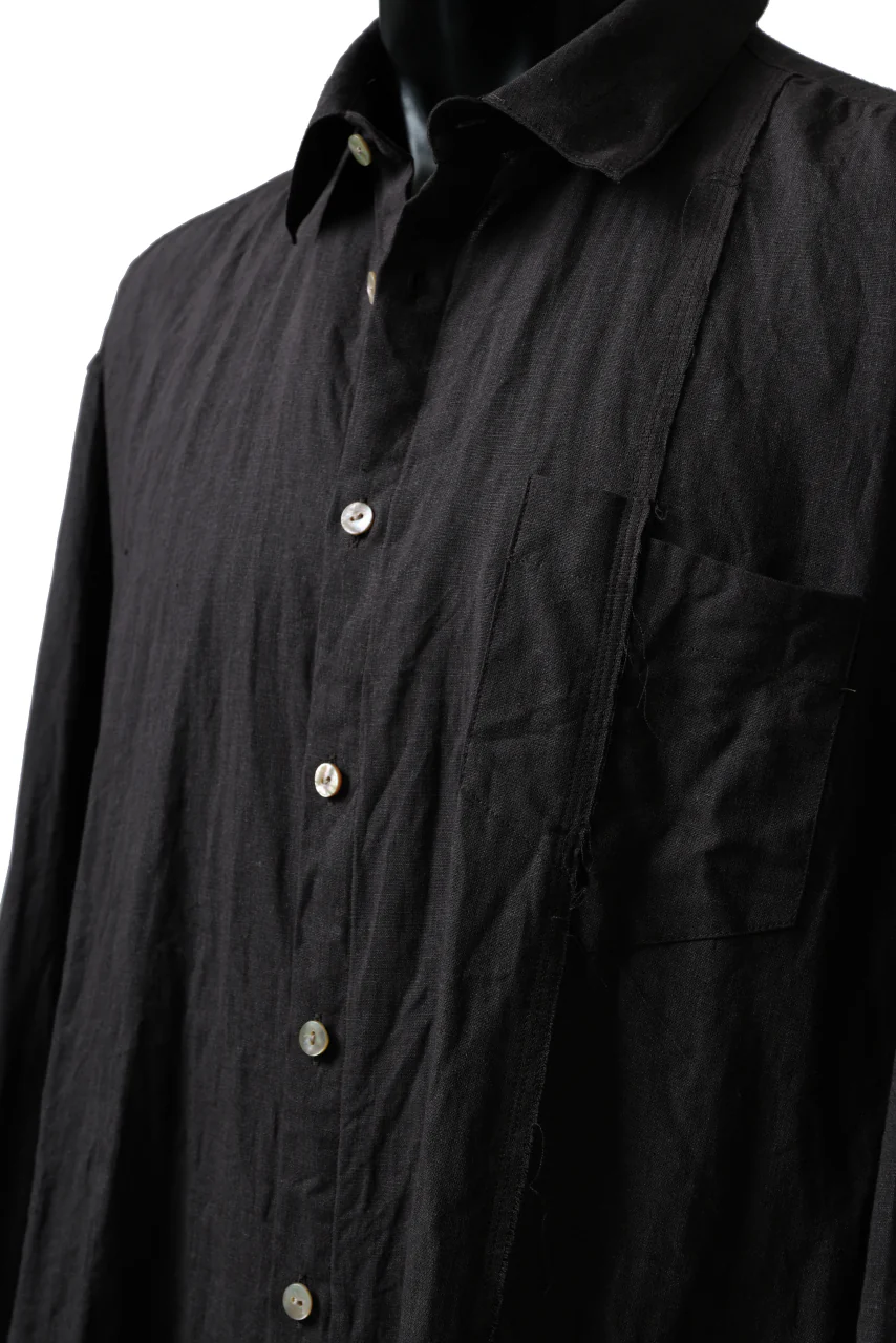 YUTA MATSUOKA long shirt / dead stock broad linen (brown) - Image 12