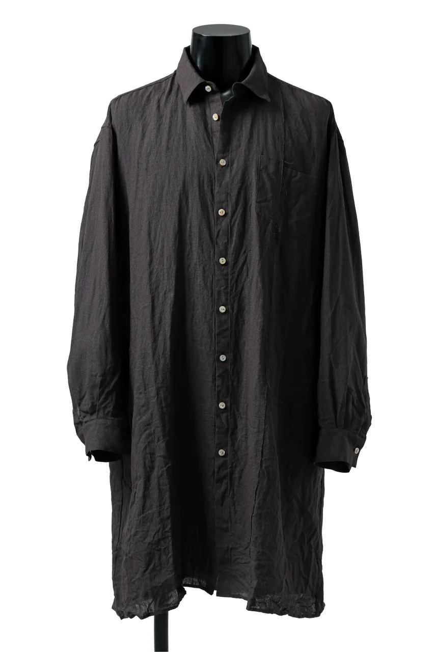 YUTA MATSUOKA long shirt / dead stock broad linen (brown) - Image 2