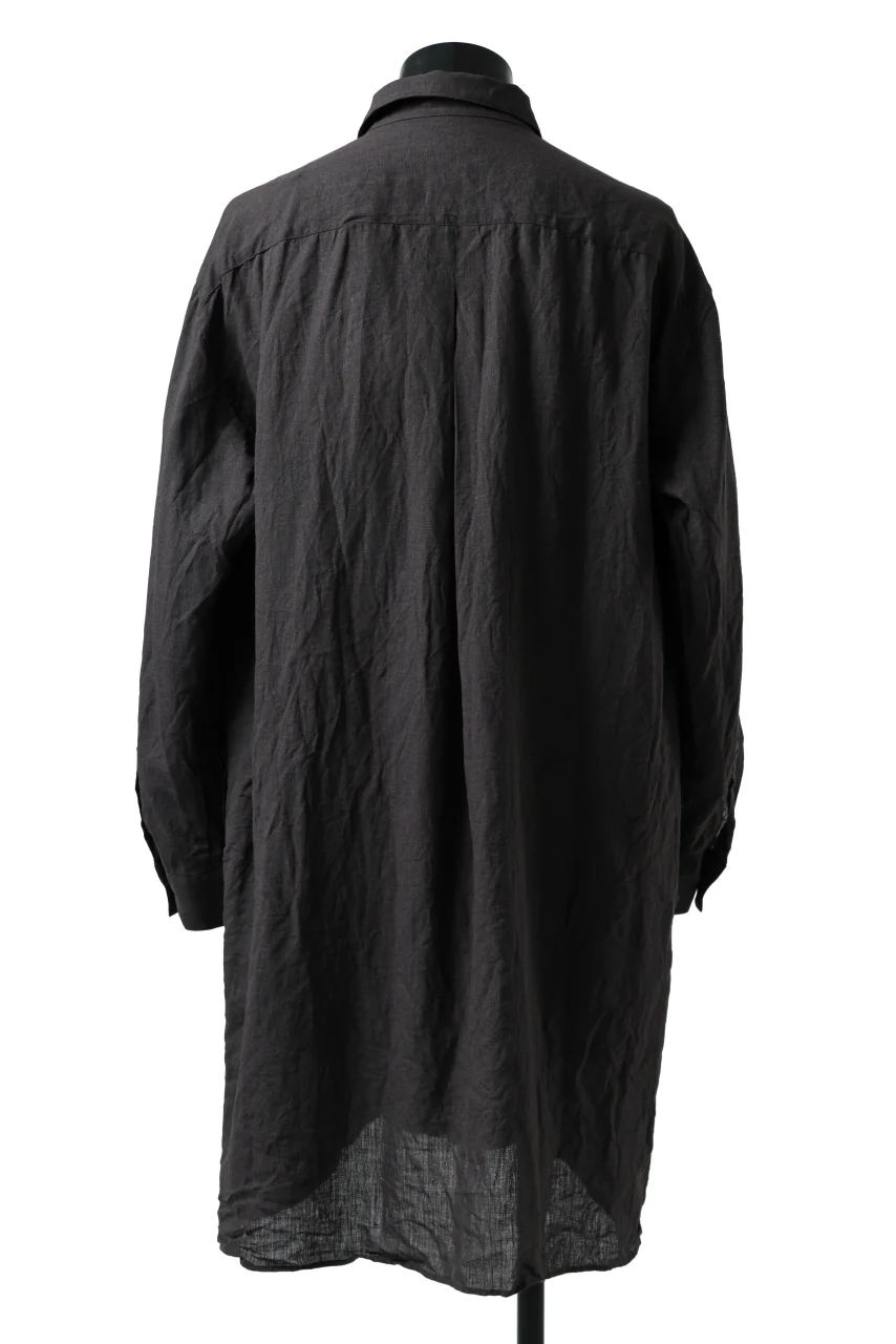 YUTA MATSUOKA long shirt / dead stock broad linen (brown) - Image 5