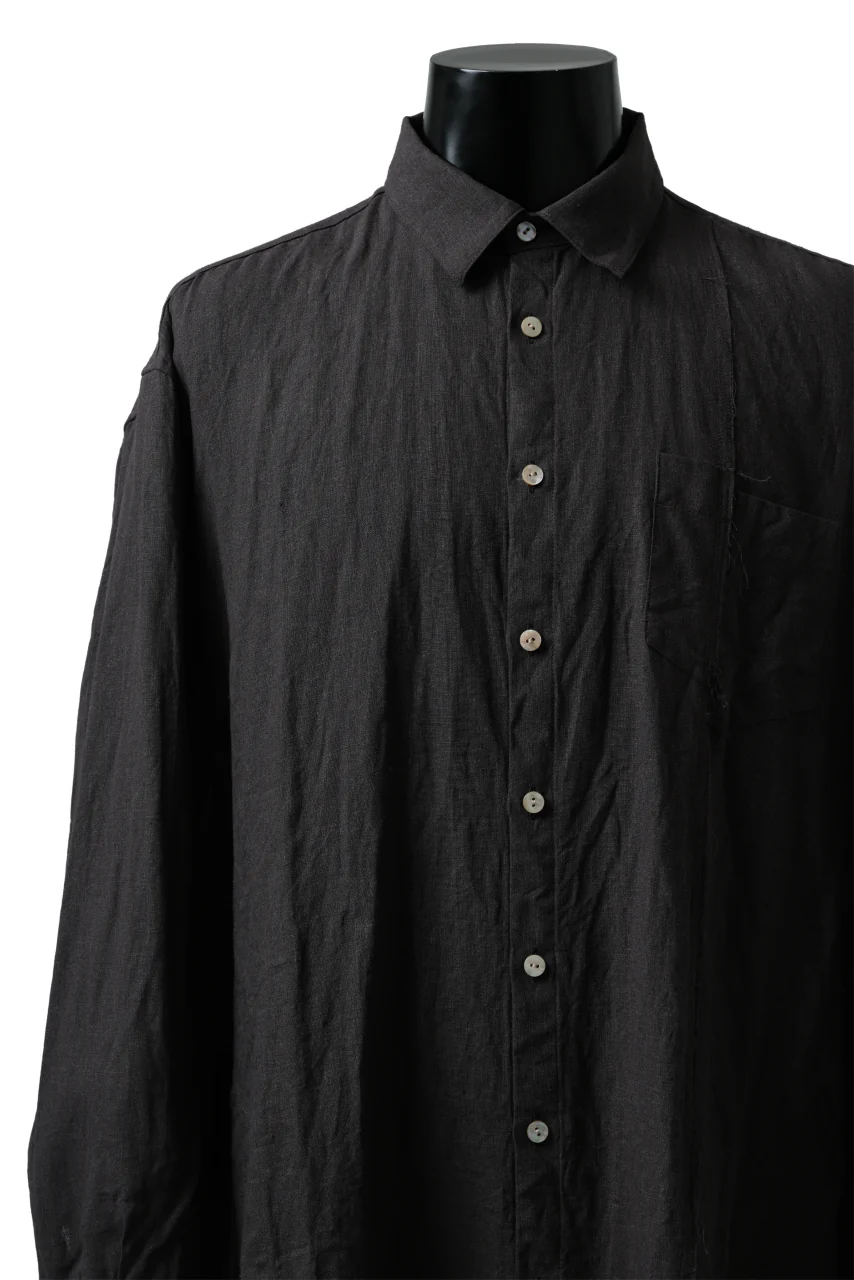YUTA MATSUOKA long shirt / dead stock broad linen (brown) - Image 6
