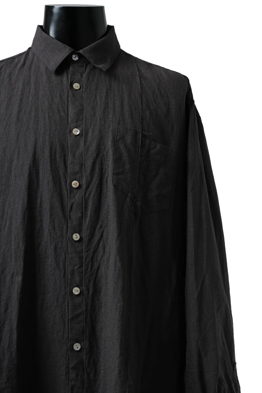 YUTA MATSUOKA long shirt / dead stock broad linen (brown) - Image 7