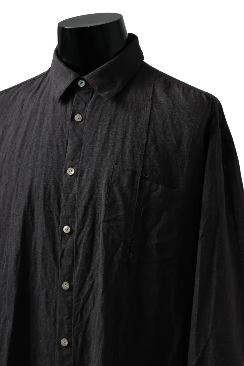 YUTA MATSUOKA long shirt / dead stock broad linen (brown) - Image 8