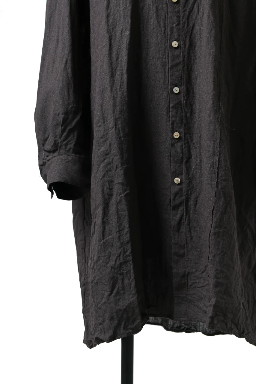 YUTA MATSUOKA long shirt / dead stock broad linen (brown) - Image 9
