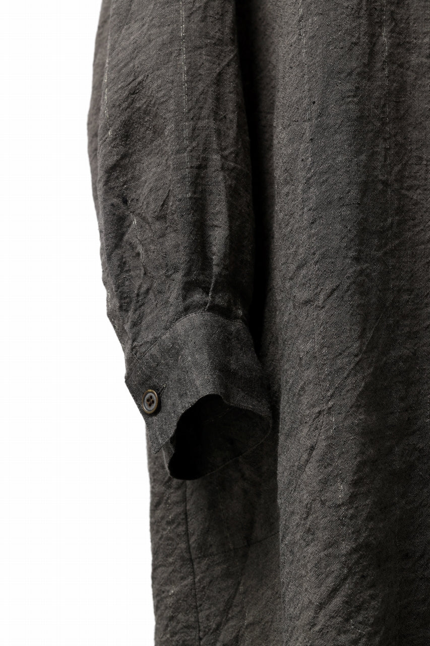 YUTA MATSUOKA long shirt / linen gold thread stripe (charcoal gray) - Image 8