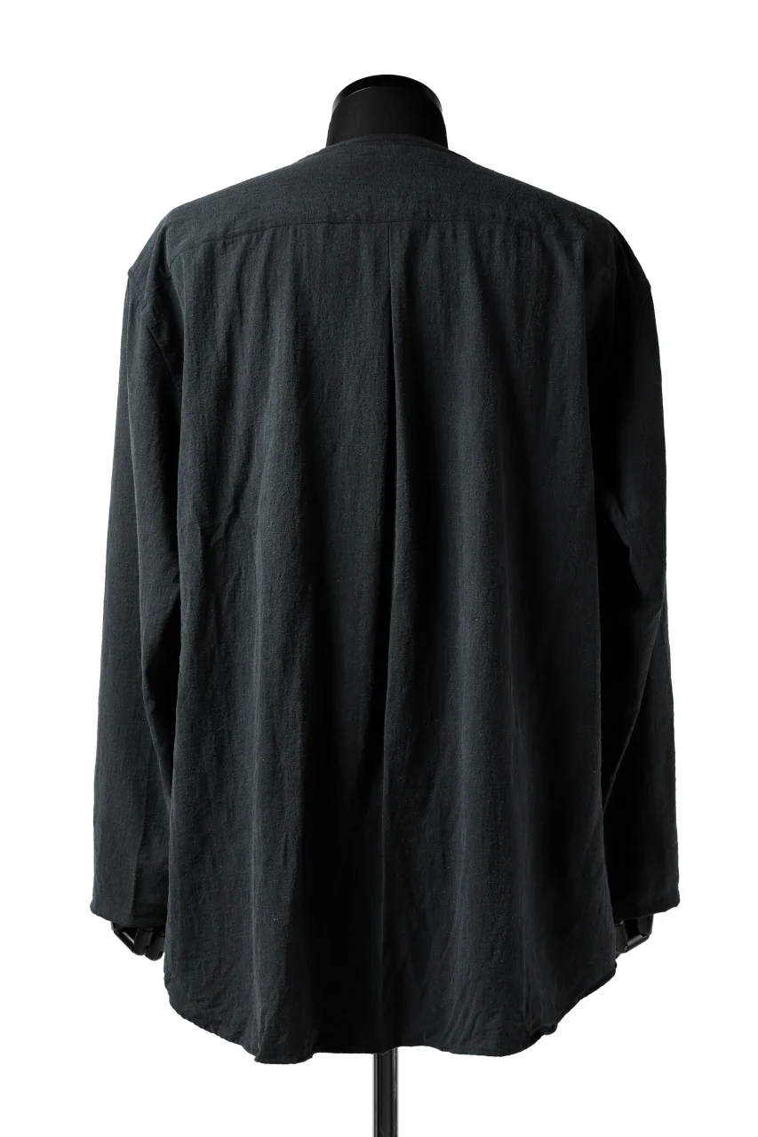 YUTA MATSUOKA exclusive minimal shirt / noil silk broad (BLACK) - Image 11