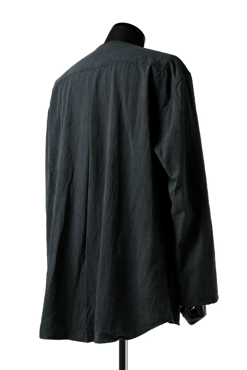 YUTA MATSUOKA exclusive minimal shirt / noil silk broad (BLACK) - Image 12