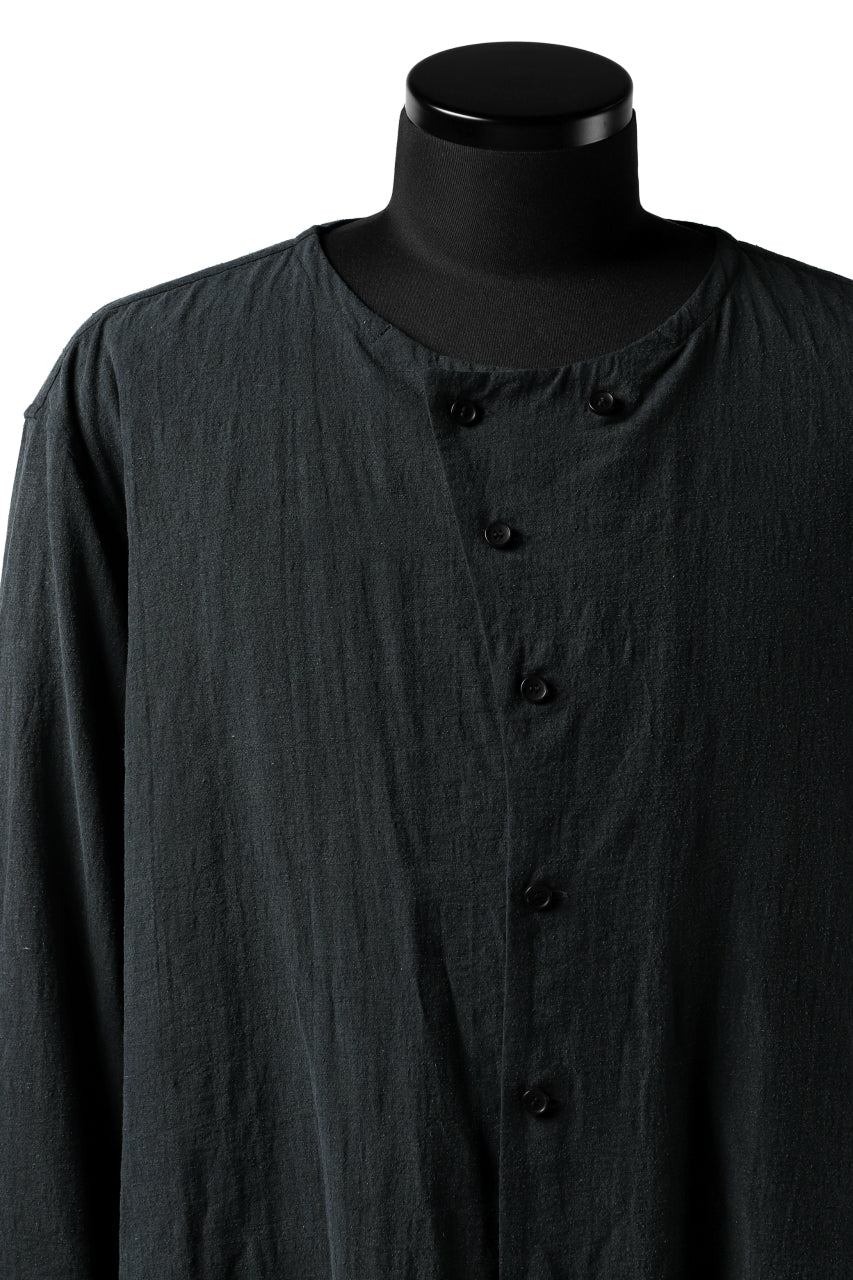YUTA MATSUOKA exclusive minimal shirt / noil silk broad (BLACK) - Image 13