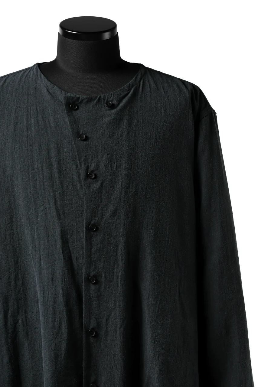YUTA MATSUOKA exclusive minimal shirt / noil silk broad (BLACK) - Image 16