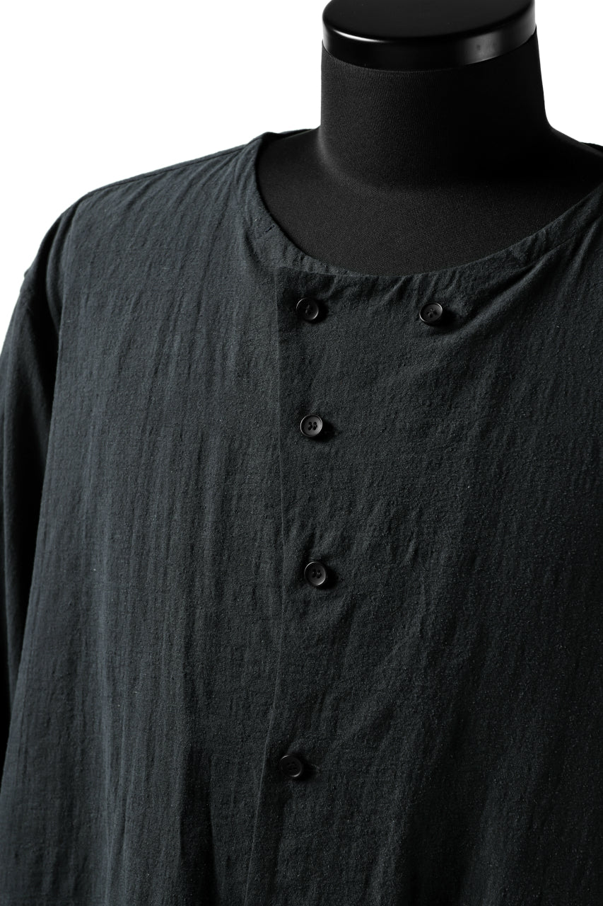 YUTA MATSUOKA exclusive minimal shirt / noil silk broad (BLACK) - Image 17