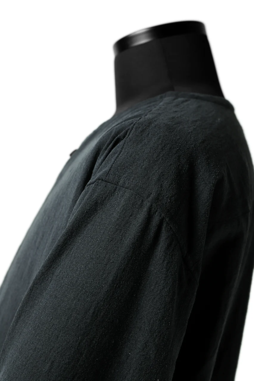 YUTA MATSUOKA exclusive minimal shirt / noil silk broad (BLACK) - Image 19