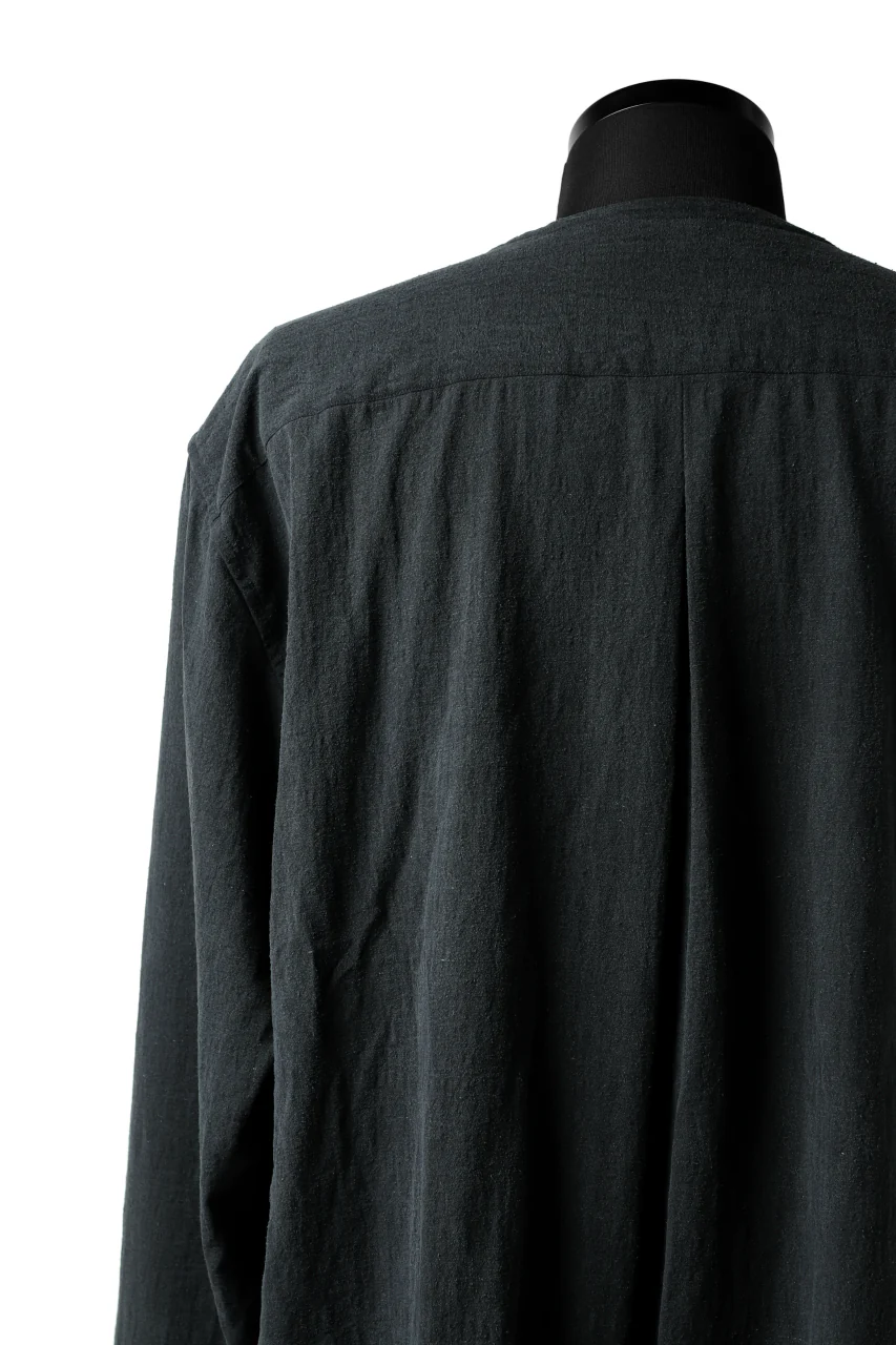 YUTA MATSUOKA exclusive minimal shirt / noil silk broad (BLACK) - Image 21