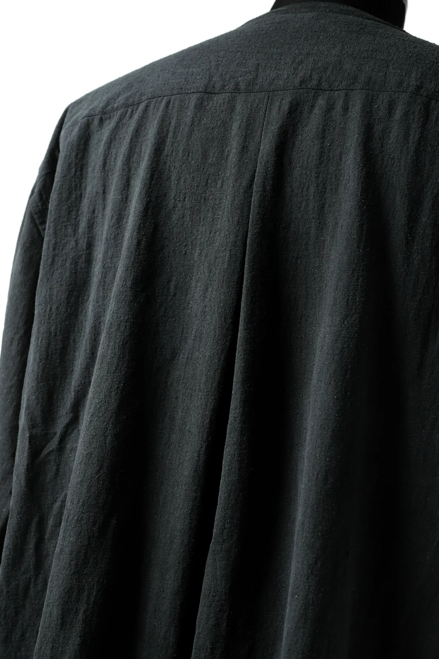YUTA MATSUOKA exclusive minimal shirt / noil silk broad (BLACK) - Image 23