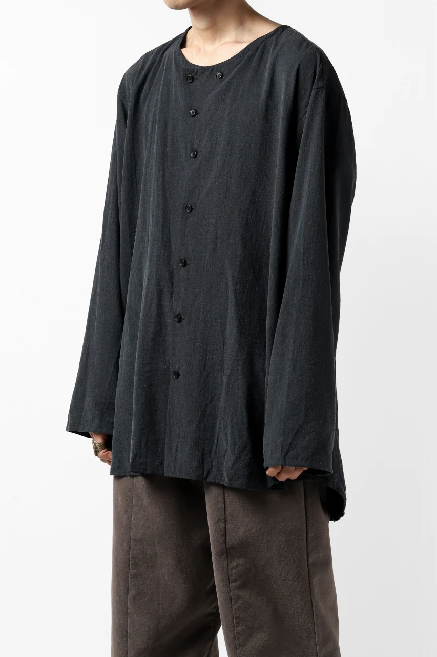 YUTA MATSUOKA exclusive minimal shirt / noil silk broad (BLACK) - Image 25
