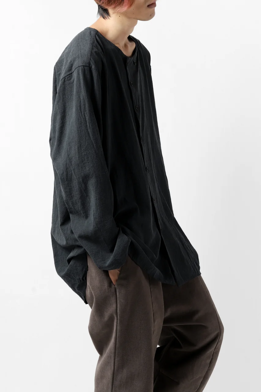 YUTA MATSUOKA exclusive minimal shirt / noil silk broad (BLACK) - Image 26