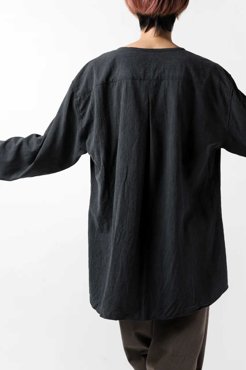 YUTA MATSUOKA exclusive minimal shirt / noil silk broad (BLACK) - Image 27
