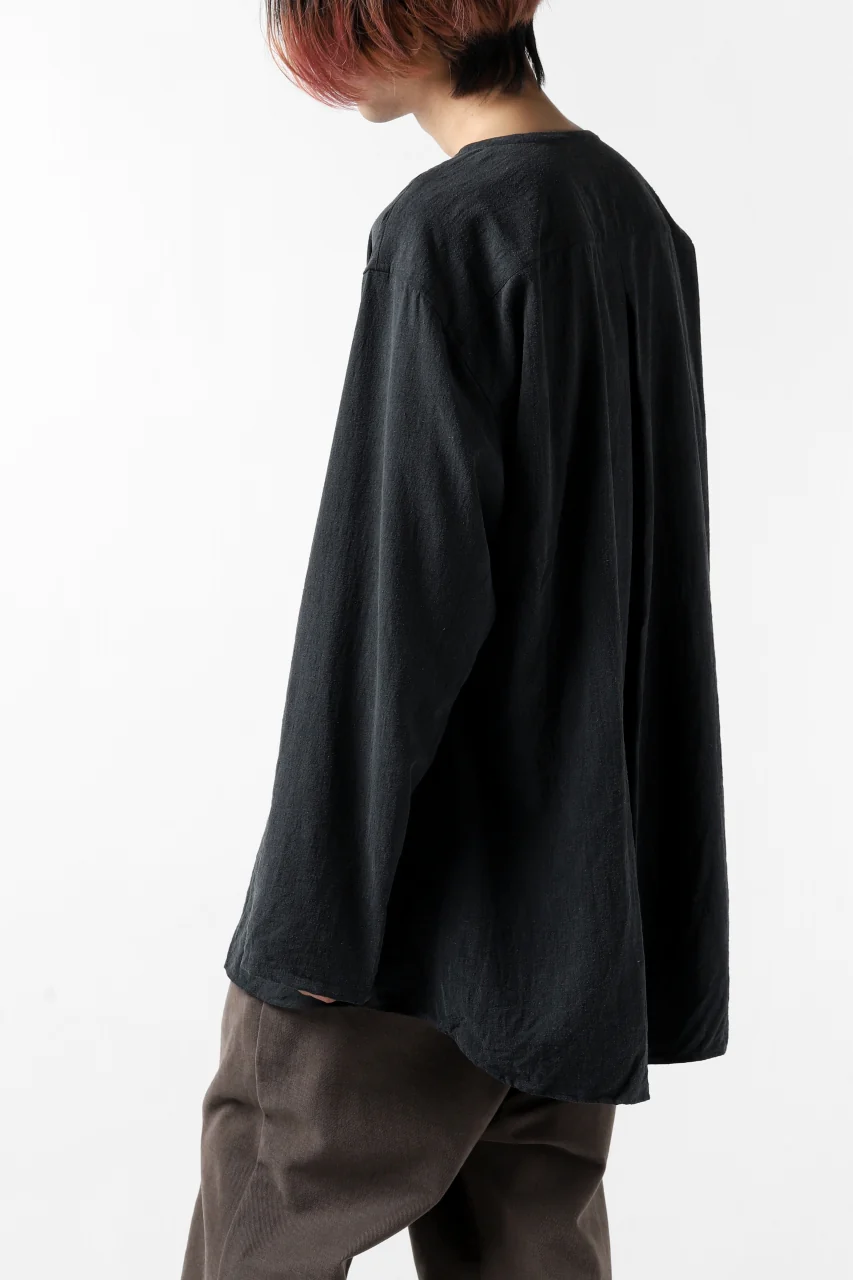 YUTA MATSUOKA exclusive minimal shirt / noil silk broad (BLACK) - Image 28