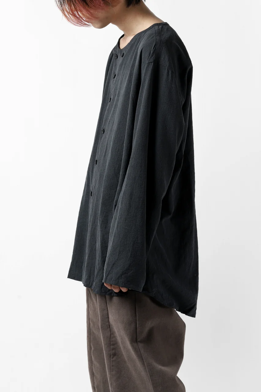 YUTA MATSUOKA exclusive minimal shirt / noil silk broad (BLACK) - Image 3