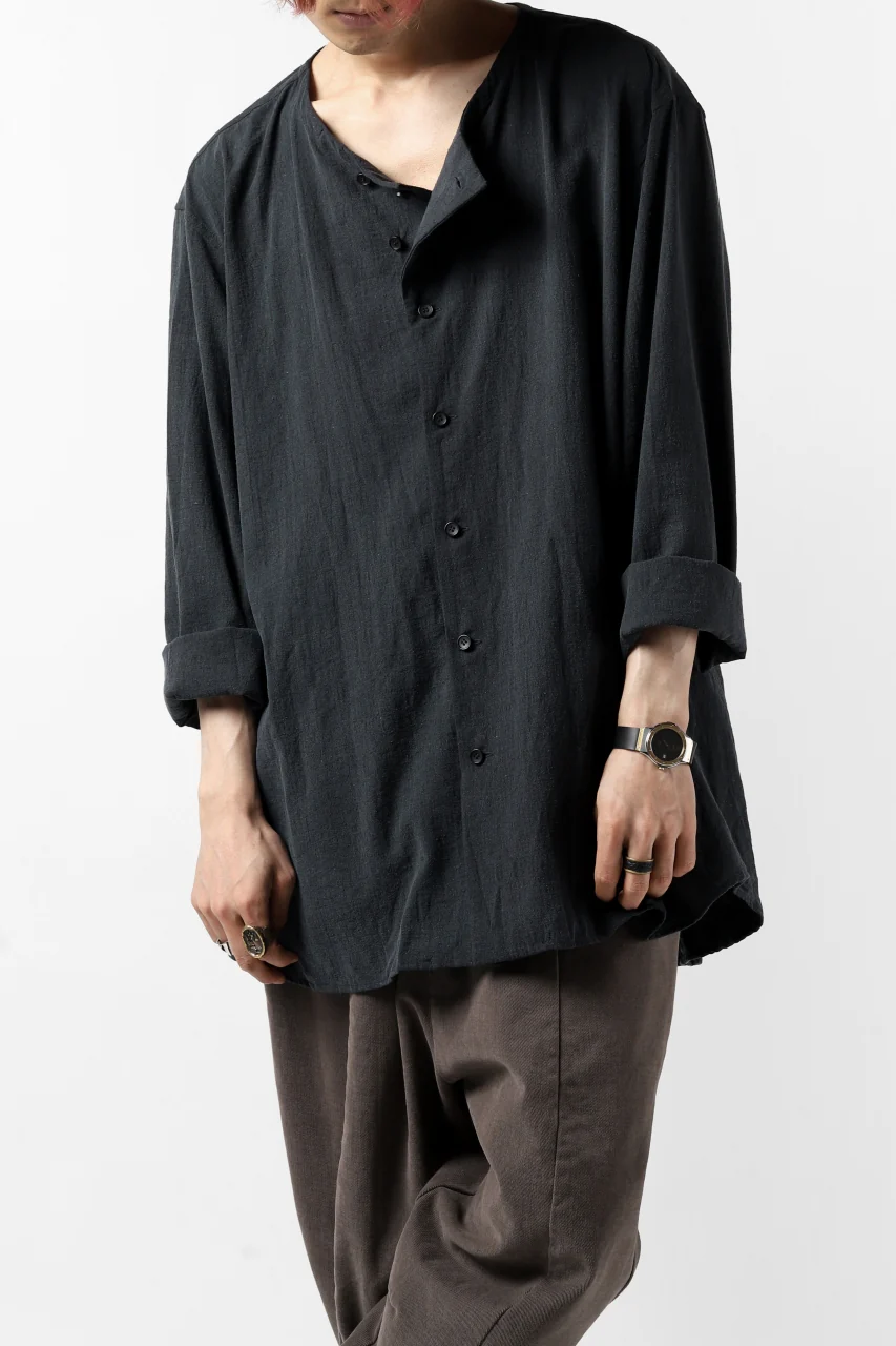 YUTA MATSUOKA exclusive minimal shirt / noil silk broad (BLACK) - Image 32