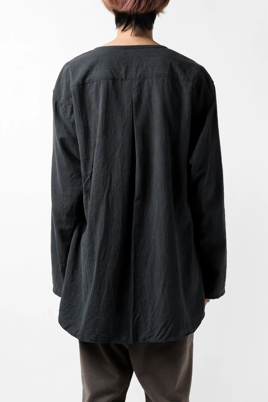 YUTA MATSUOKA exclusive minimal shirt / noil silk broad (BLACK) - Image 4