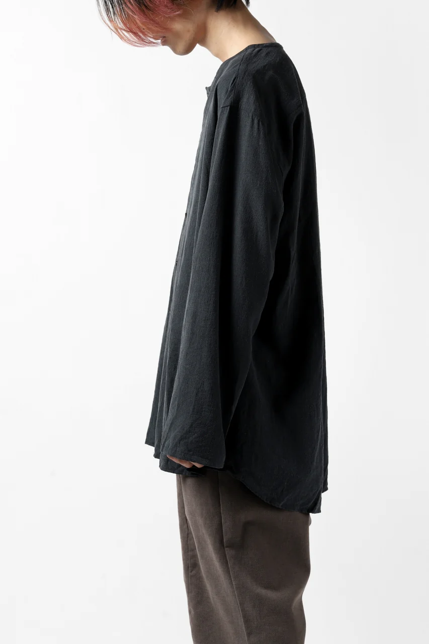 YUTA MATSUOKA exclusive minimal shirt / noil silk broad (BLACK) - Image 5