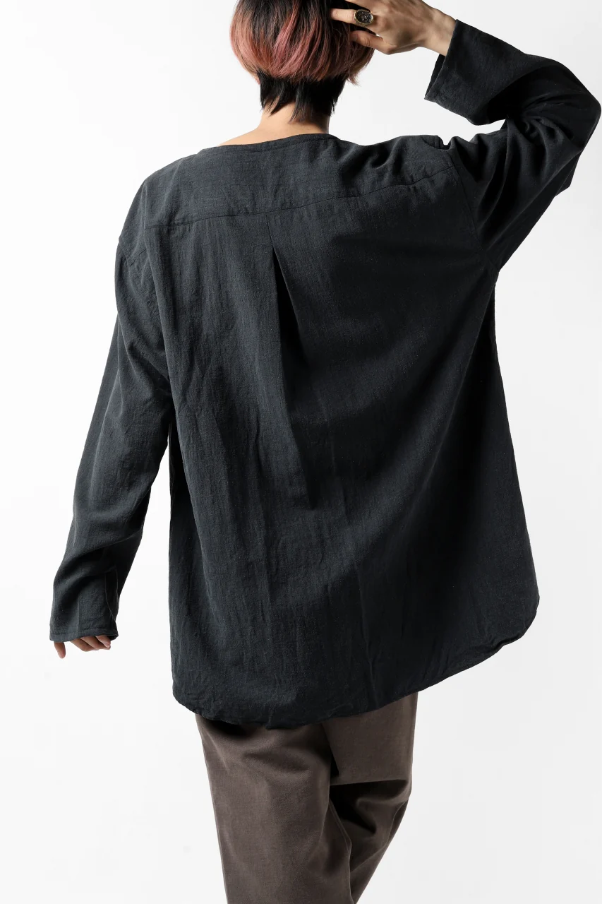 YUTA MATSUOKA exclusive minimal shirt / noil silk broad (BLACK) - Image 7