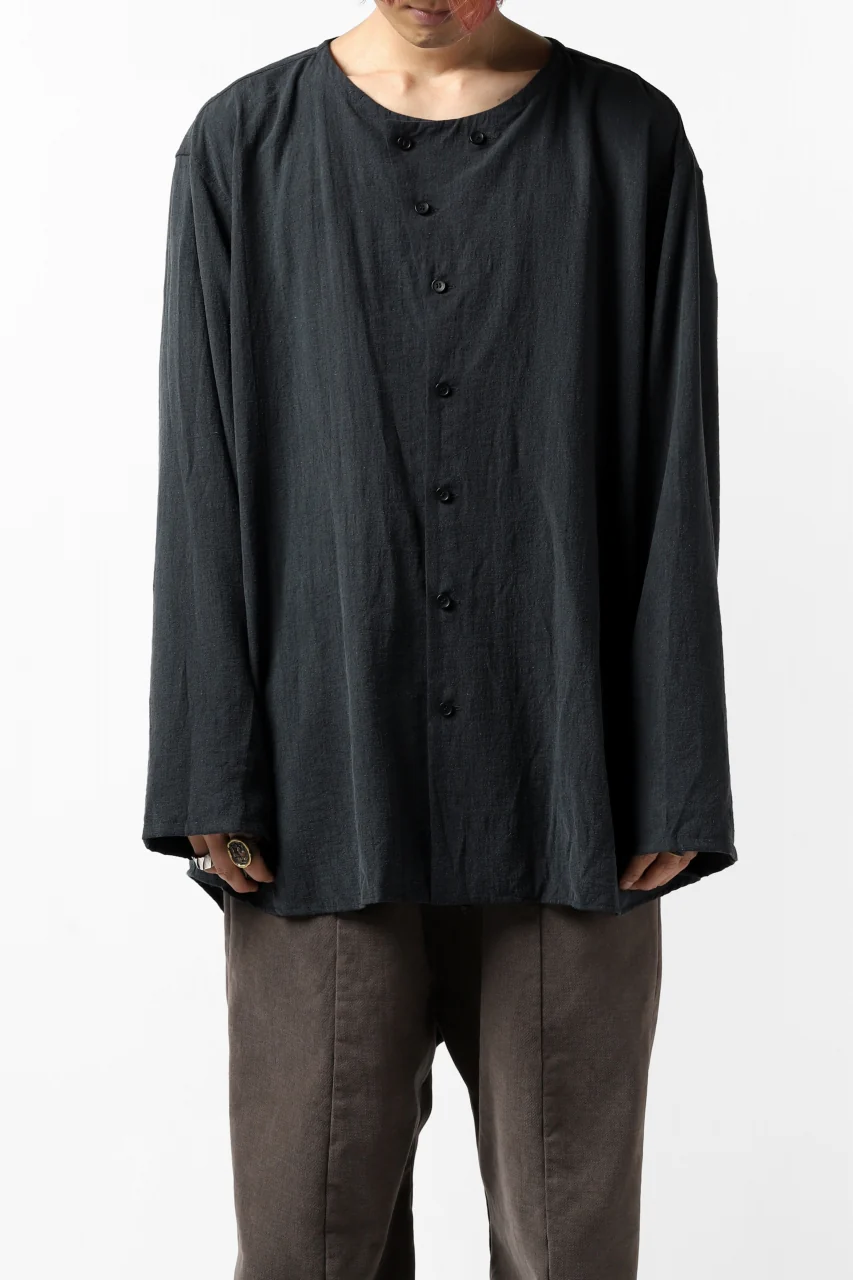 YUTA MATSUOKA exclusive minimal shirt / noil silk broad (BLACK) - Image 8