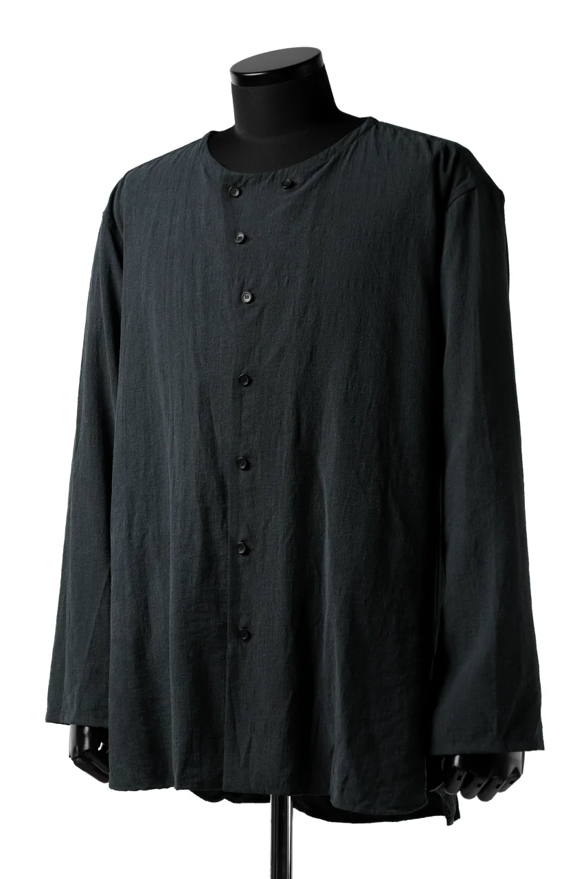 YUTA MATSUOKA exclusive minimal shirt / noil silk broad (BLACK) - Image 9